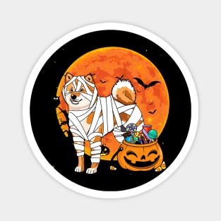Shiba Inu Dog with Candy Pumpkin Tshirt Halloween Gifts Magnet